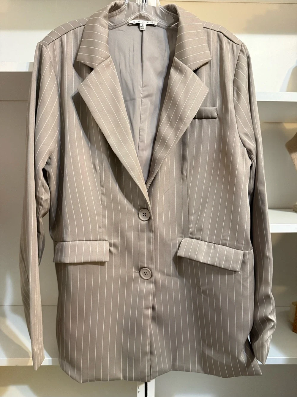 HYFVE Taupe pinstripe Blazer S - Picture 4 of 4